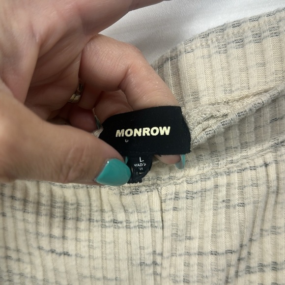 Monrow Marled Ribbed Cotton Blend Flared Pants size large. NWT.Cream color - Picture 4 of 8